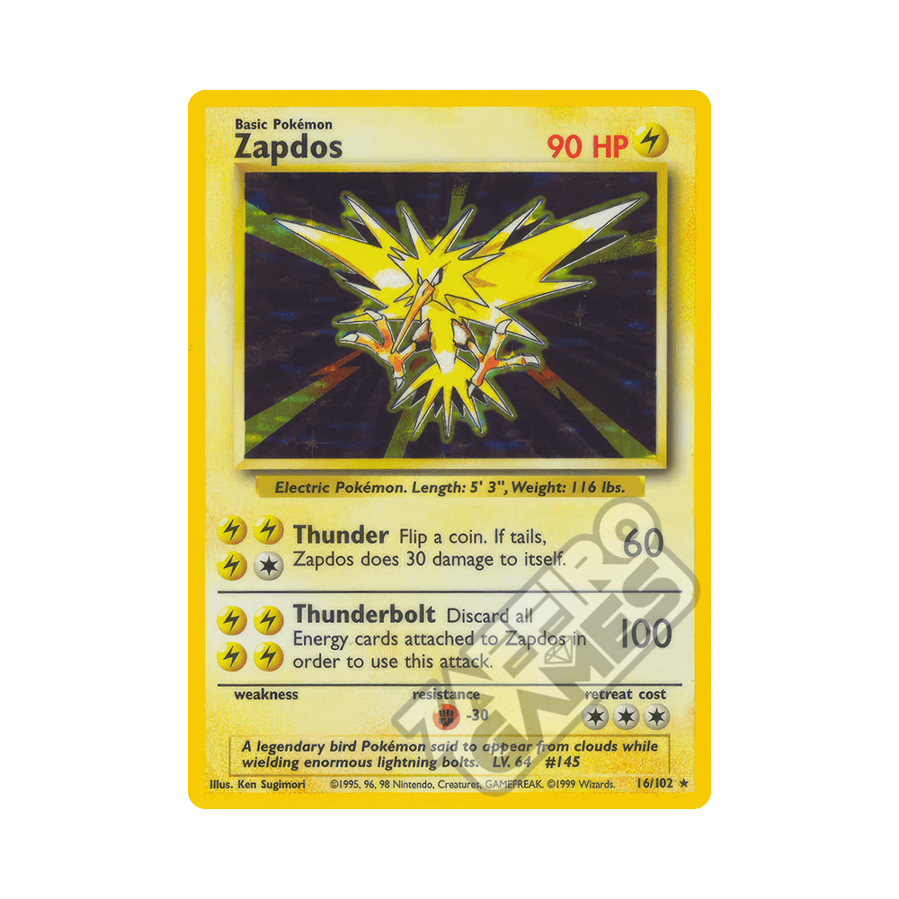 016/102 Zapdos Holo Unlimited (ITA) - Set Base rr