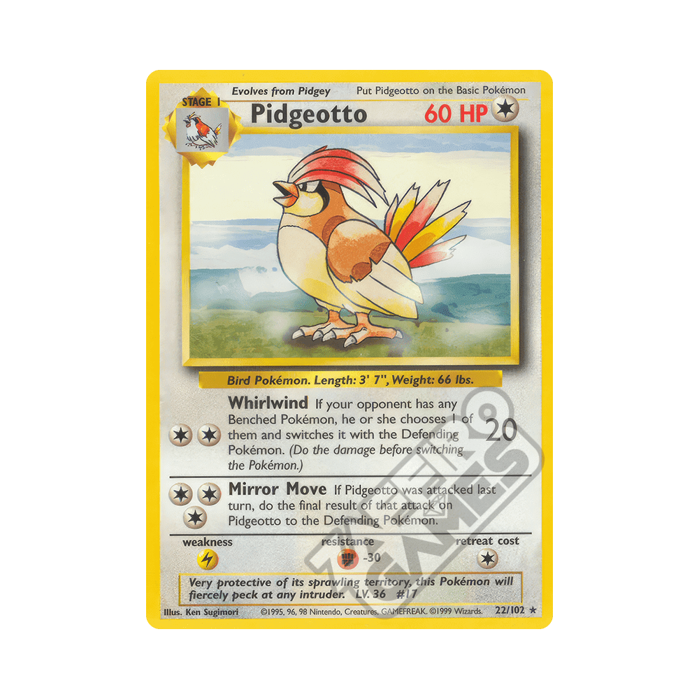 022/102 Pidgeotto Rara Unlimited (ITA) - Set Base rr