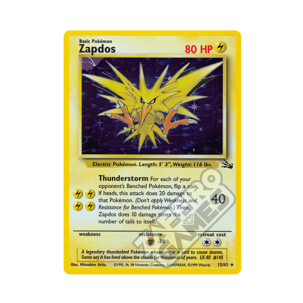 15/62 Zapdos Holo Unlimited (ITA) - Fossil rr