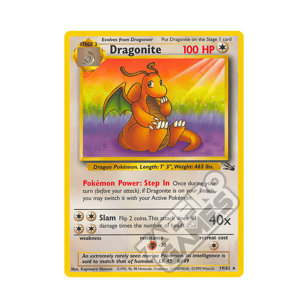 19/62 Dragonite Rara Unlimited (ITA) - Fossil rr