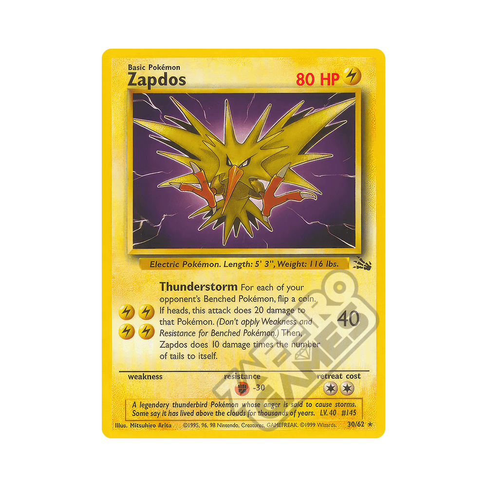 30/62 Zapdos Rara Unlimited (ITA) - Fossil rr