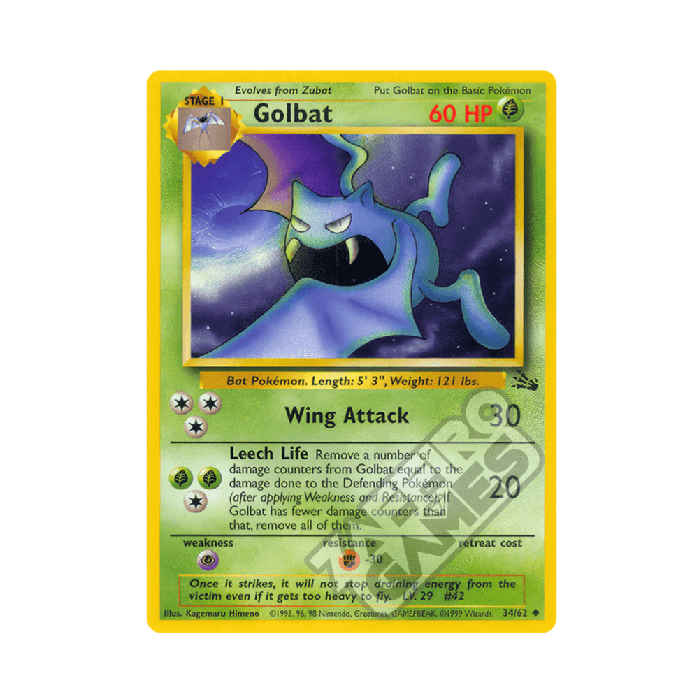 34/62 Golbat Non comune Unlimited (ITA) - Fossil rr