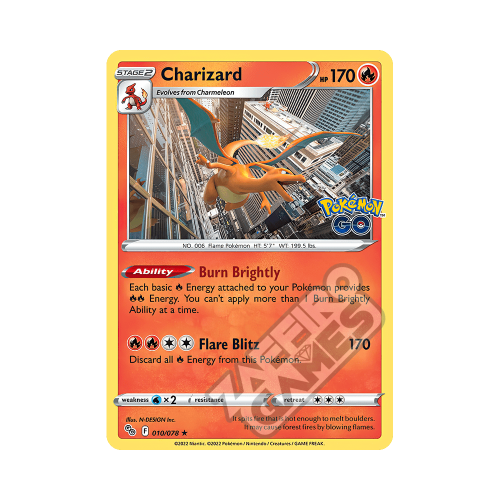 pokemon tcg go 010 078 charizard holo card - Radiant - 011/078 It comes protected in a magnetic acrylic case Charizard - Pokemon GO -