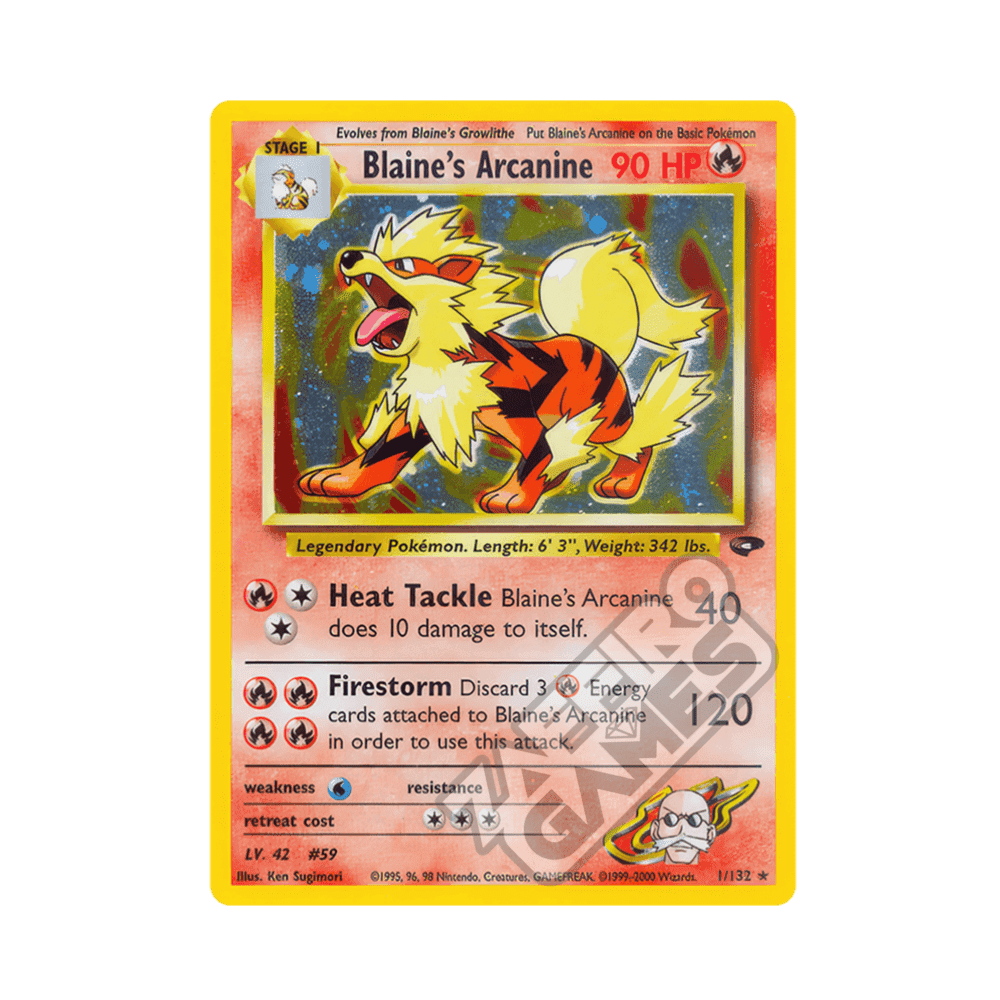 001/132 Blaine's Arcanine Holo Unlimited (ENG) - Gym Challenge rr