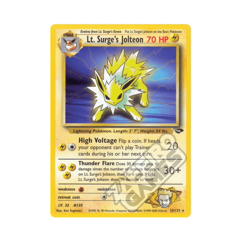 028/132 Lt. Surge Jolteon Rara Unlimited (ENG) - Gym Challenge rr