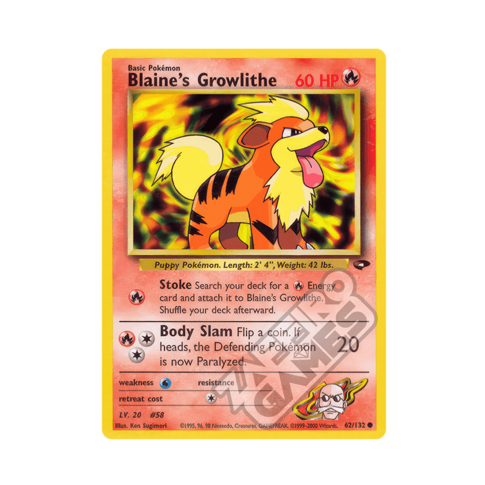 062/132 Blaine's Growlithe Non Comune Unlimited (ENG) - Gym Challenge rr