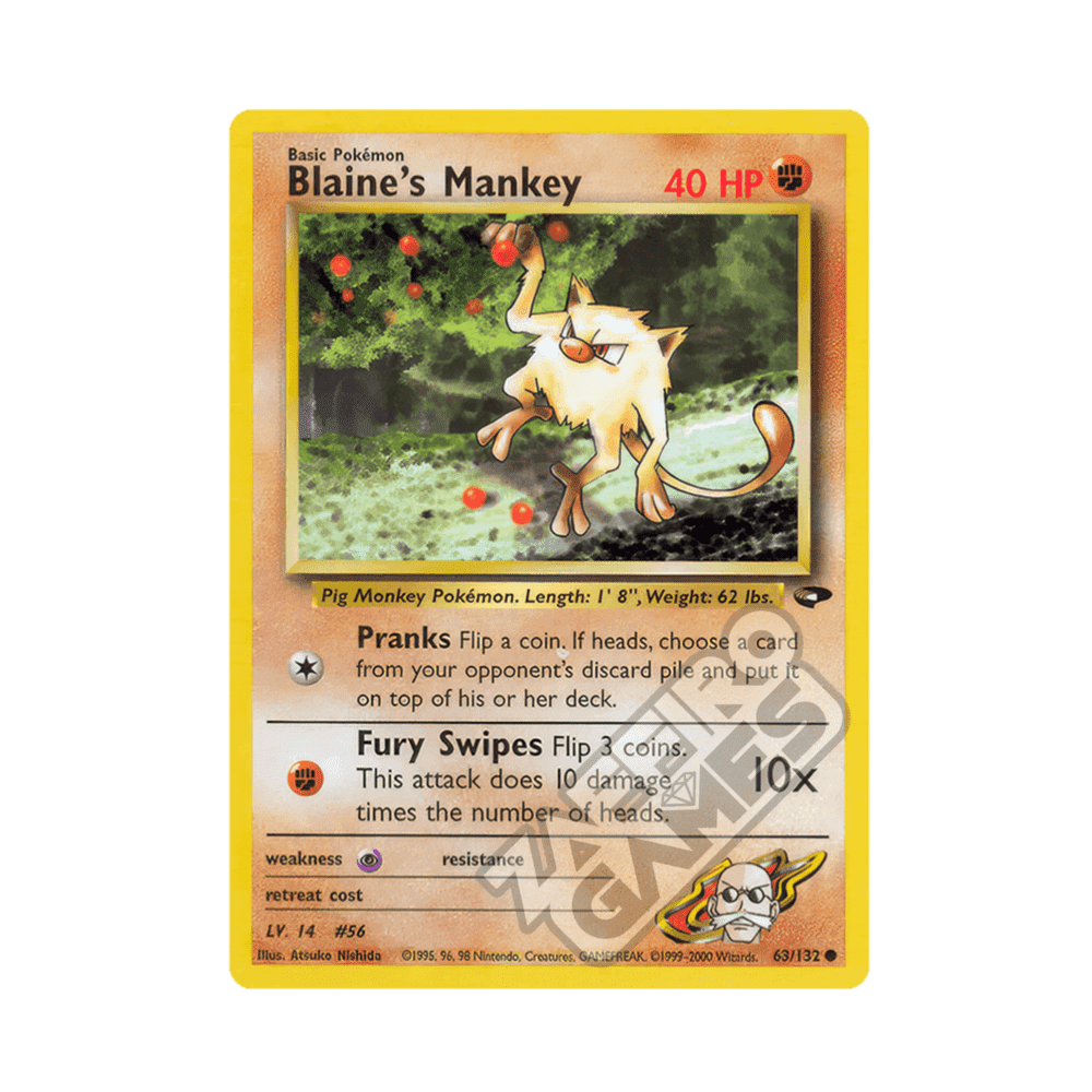063/132 Blaine's Mankey Non Comune Unlimited (ENG) - Gym Challenge rr
