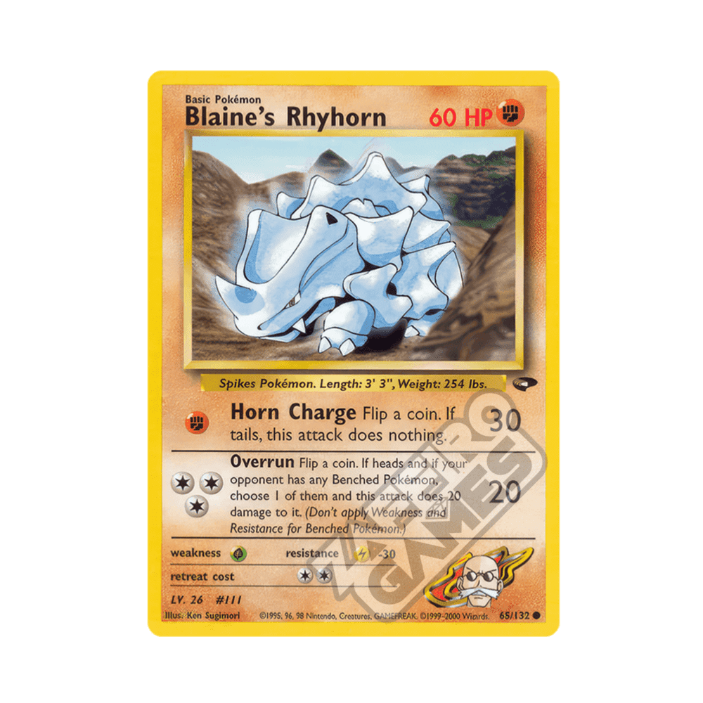 065/132 Blaine's Rhyhorn Non Comune Unlimited (ENG) - Gym Challenge rr