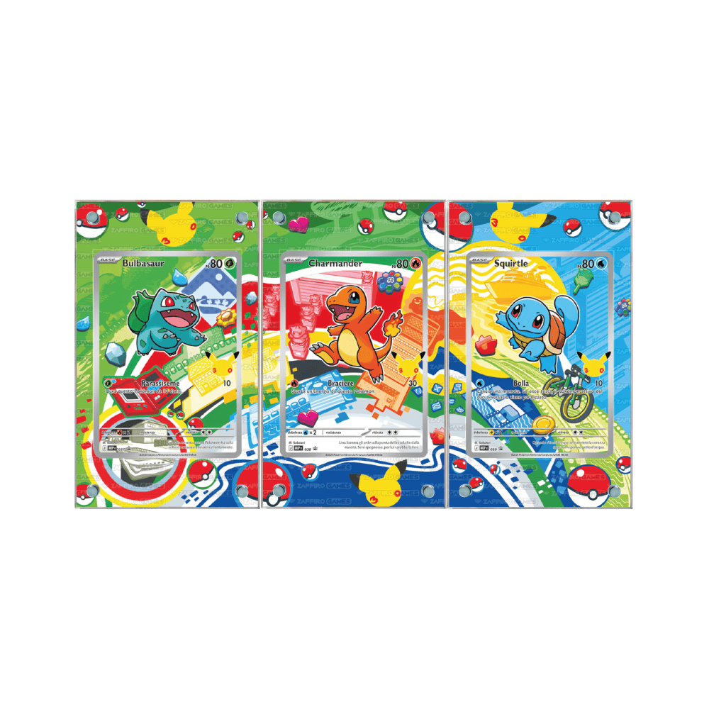 Zaffiro Games Collection - Case Magnetico Personalizzato Trio Bulbasaur, Charmander e Squirtle Compagni d'avventura