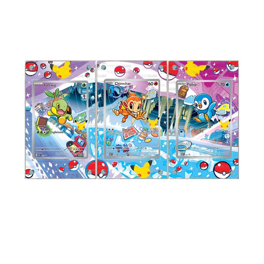 Zaffiro Games Collection - Case Magnetico Personalizzato Trio Chimchar, Piplup e Turtwig Compagni d'avventura
